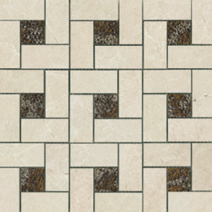 Beige (12×12 Sheet) Pinwheel Deco Mosaic Polished