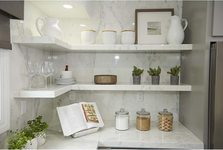 white-quartz-floating-shelves-in-kitchen