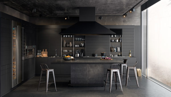 Chrome-features-kitchen-all-black-panelling-concrete-floor