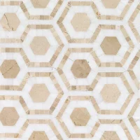 Evo Hex Crema & Thassos 4″ Hexagon Marble Polished Mosaic Tile