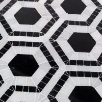 Evo Hex Nero & Asian Statuary 4″ Hexagon Marble Polished Mosaic Tile