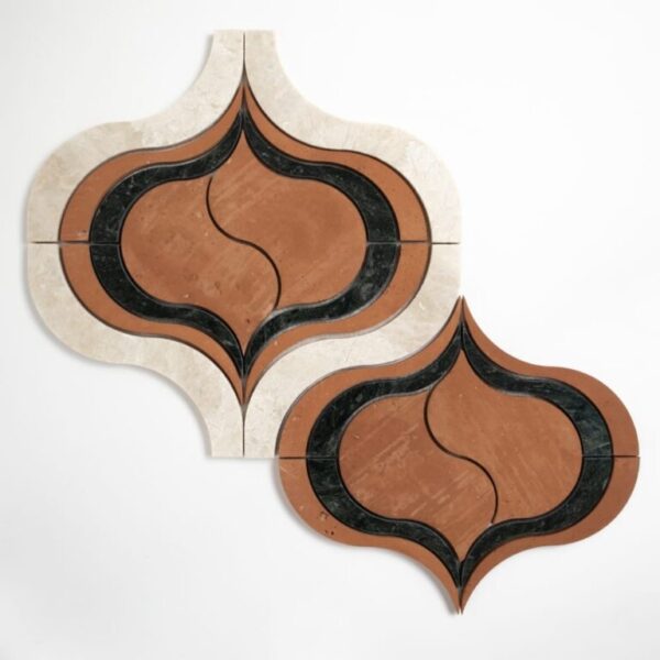 Rustic Terracotta, Verde Oriental & Diana Royal Honed Copa Marble Mosaic