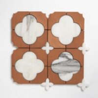 Calacatta Bella, Cotto Rio Honed Loto Marble Mosaic