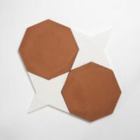 Calacatta Viola, Rustic Terracotta Honed Big Basket Weave Marble Mosaic