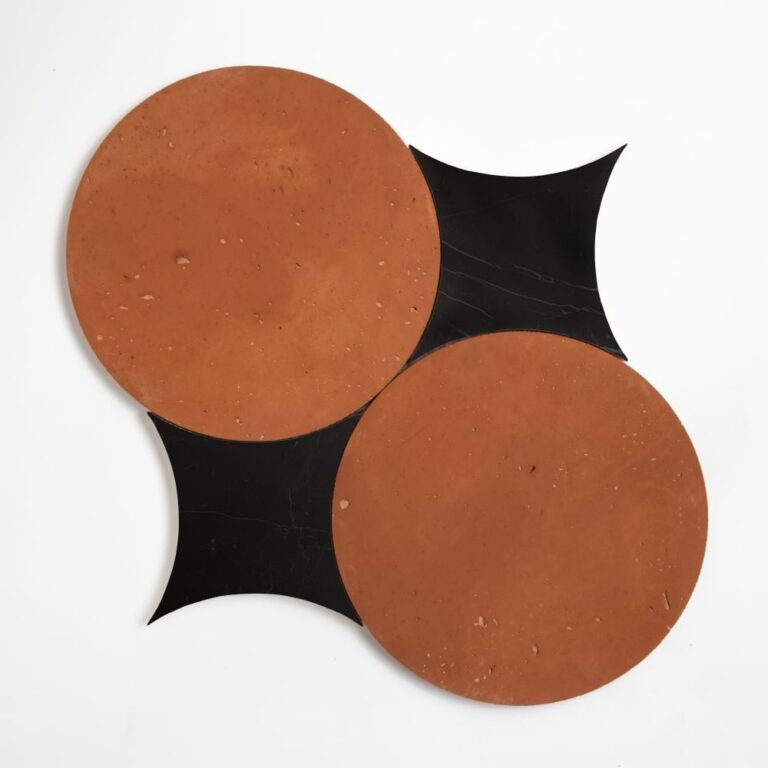 Black, Rustic Terracotta Honed Rotonda Marble Mosaic